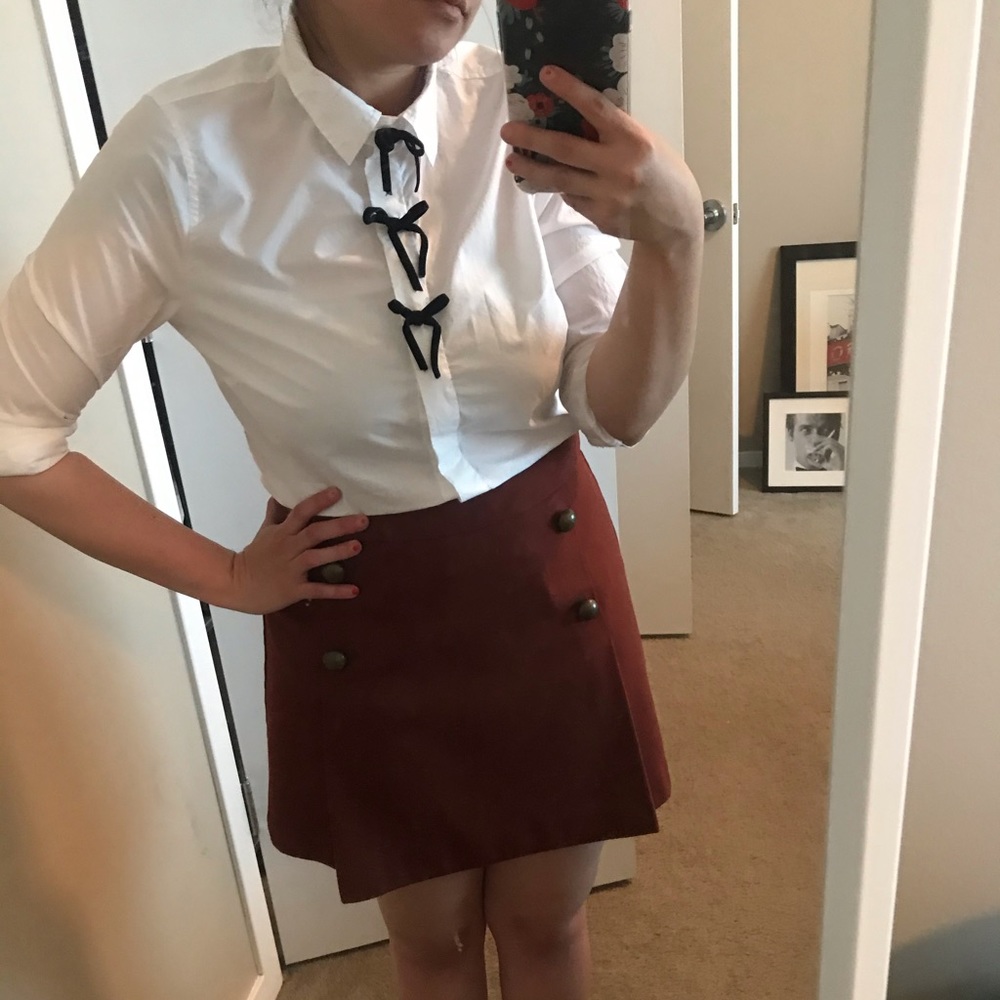 JCrew Velvet Bow White Button Down